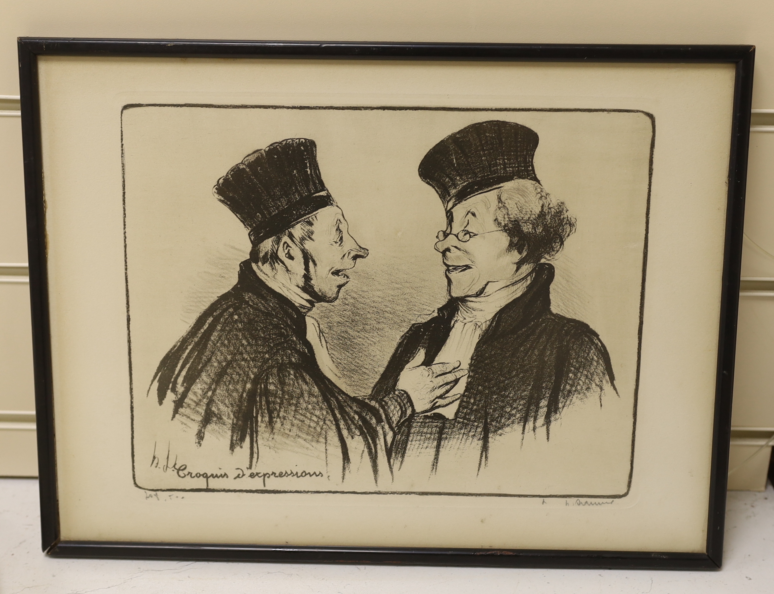Honoré Daumier (French, 1808-1879), lithograph, ‘Croquis d'Expressions’, signed in pencil, 27 x 36cm
